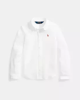 Белая хлопковая рубашка для девочки Polo Ralph Lauren, белый