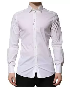 Белая хлопковая рубашка GOLD с длинными рукавами Dolce & Gabbana, White