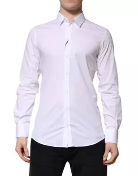 Белая хлопковая рубашка GOLD с длинными рукавами Dolce & Gabbana, White