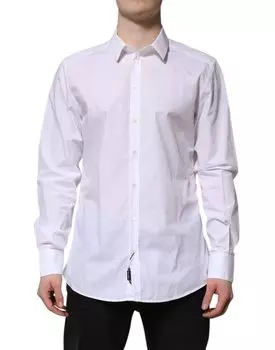Белая хлопковая рубашка GOLD с длинными рукавами Dolce & Gabbana, White
