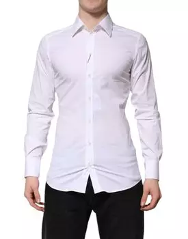 Белая хлопковая рубашка GOLD с длинными рукавами Dolce & Gabbana, White