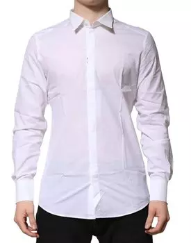 Белая хлопковая рубашка GOLD с длинными рукавами Dolce & Gabbana, White