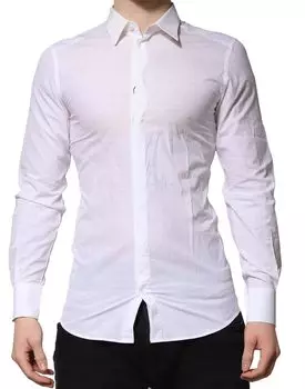 Белая хлопковая рубашка GOLD с длинными рукавами Dolce & Gabbana, White