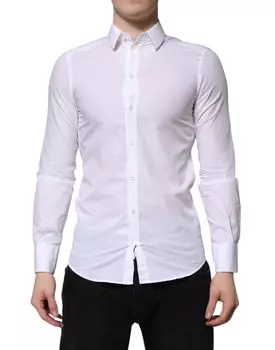 Белая хлопковая рубашка MARTINI с длинным рукавом Dolce & Gabbana, White
