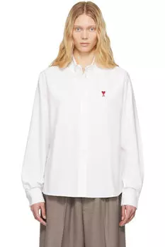 Белая хлопковая рубашка на пуговицах Ami de Coeur AMI Paris