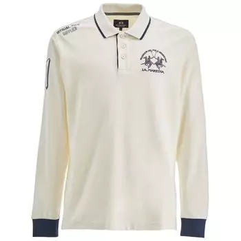 Белая хлопковая рубашка поло La Martina