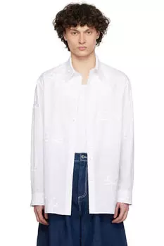 Белая хлопковая рубашка с бантом Easy Simone Rocha