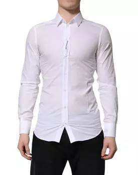 Белая хлопковая рубашка с длинным рукавом GOLD для мужчин Dolce & Gabbana, White