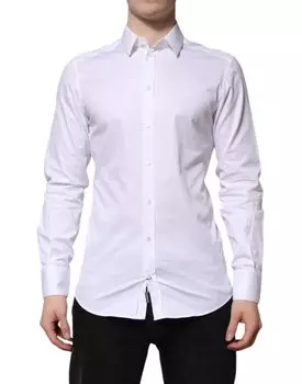 Белая хлопковая рубашка с длинным рукавом GOLD для мужчин Dolce & Gabbana, White