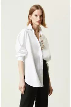 Белая хлопковая рубашка с длинным рукавом Network, белый