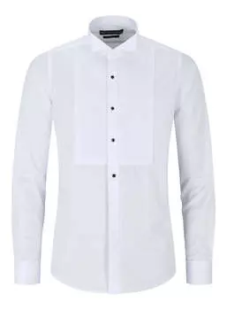 Белая хлопковая рубашка с двойными манжетами TruClothing