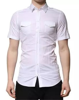 Белая хлопковая рубашка с короткими рукавами GOLD Casual Dolce & Gabbana, White