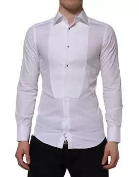 Белая хлопковая рубашка с нагрудником GOLD Poplin Dolce & Gabbana, белый