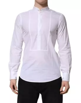 Белая хлопковая тонкая рубашка с длинными рукавами Dolce & Gabbana, White