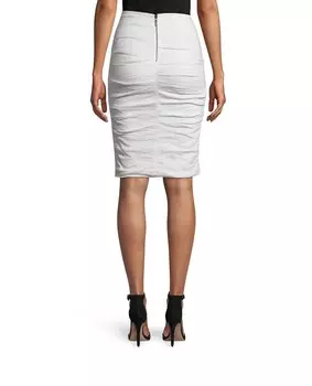 Белая хлопковая юбка цвета металлик песочного цвета Nicole Miller, белый