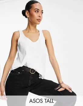 Белая хлопковая жилетка с круглым вырезом ASOS DESIGN Tall Ultimate - WHITE