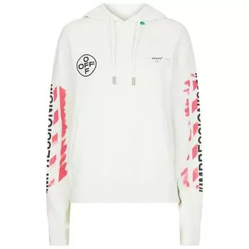 Белая худи приталенного кроя с диагональным дизайном и трафаретом Off-White, белый