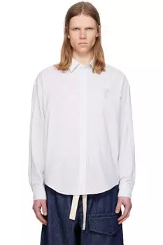 Белая и синяя хлопковая рубашка свободного кроя AMI Paris