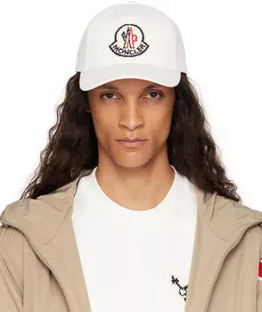 Белая кепка с аппликацией логотипа Moncler