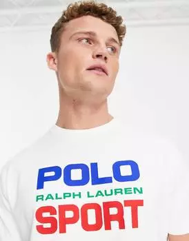 Белая классическая футболка большого размера с логотипом Polo Ralph Lauren Sport Capsule