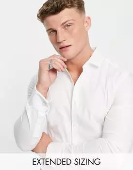 Белая классическая оксфордская рубашка скинни с двойными манжетами ASOS DESIGN
