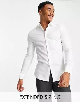 Белая классическая оксфордская рубашка скинни с двойными манжетами ASOS DESIGN