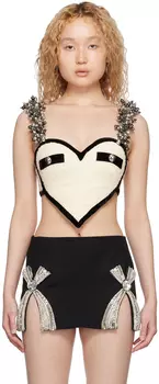 Белая кофточка AREA с кристаллами виноградного цвета