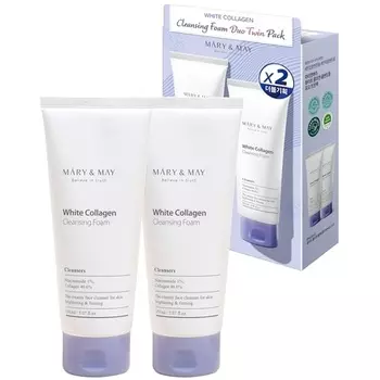 Белая коллагеновая очищающая пенка Duo Pack - Глубокое очищение и увлажнение Mary&May