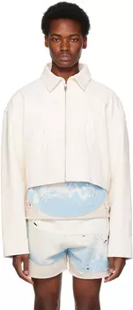 Белая кожаная куртка с тиснением Liberal Youth Ministry