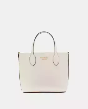 Белая кожаная сумка-тоут Bleecker среднего размера со съемным ремнем через плечо Kate Spade, белый