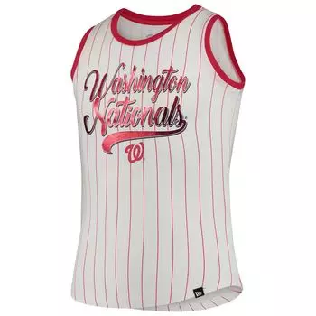Белая/красная майка в тонкую полоску для девочек и молодежи New Era Washington Nationals New Era