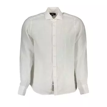 Белая льняная мужская рубашка La Martina