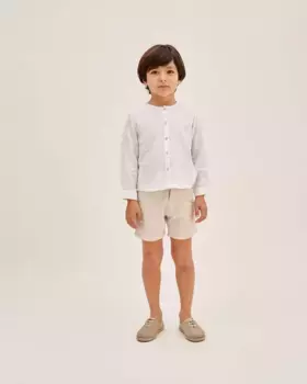Белая льняная рубашка для мальчика с воротником Мао Dadati, белый
