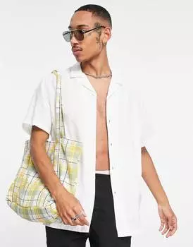 Белая льняная рубашка классического кроя с воротником-стойкой ASOS DESIGN