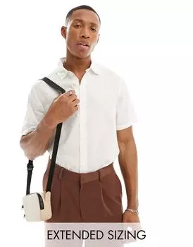 Белая льняная рубашка с короткими рукавами ASOS DESIGN