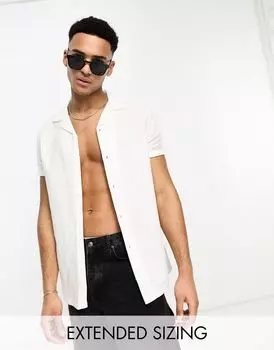 Белая льняная рубашка с закатанными рукавами ASOS DESIGN Regular