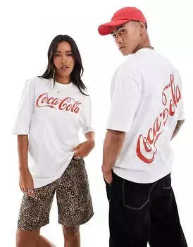 Белая лицензионная футболка унисекс ASOS DESIGN =f с принтом Coca-Cola