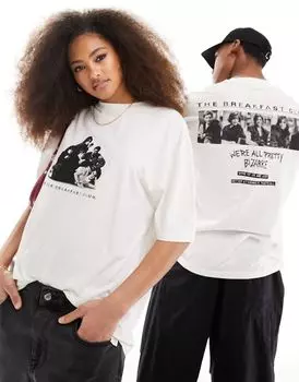 Белая лицензионная футболка унисекс ASOS DESIGN с графикой The Breakfast Club