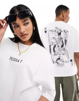 Белая лицензионная футболка унисекс унисекс с графическим принтом Pusha T ASOS