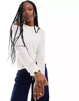 Белая майка 2 в 1 и прозрачная футболка с длинными рукавами Pimkie