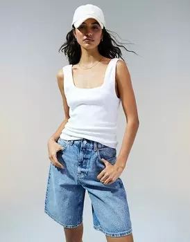 Белая майка ASOS DESIGN с глубоким квадратным вырезом