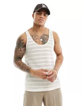 Белая майка ASOS DESIGN, связанная крючком