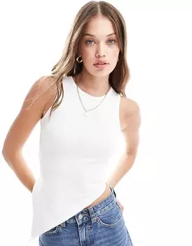 Белая майка-борцовка с асимметричным шарфом по краю ASOS DESIGN