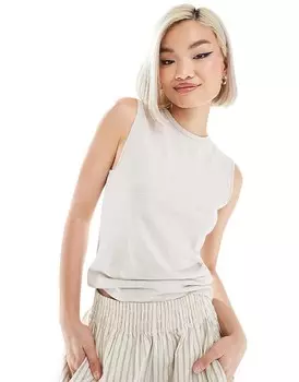 Белая майка из смесового льна Weekday Dean