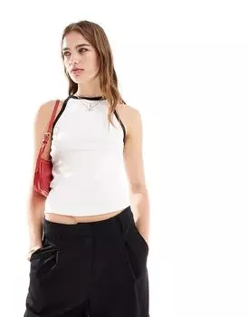 Белая майка Mango с контрастной окантовкой