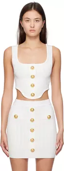 Белая майка на пуговицах Balmain