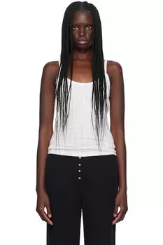 Белая майка на тонких бретельках LESET