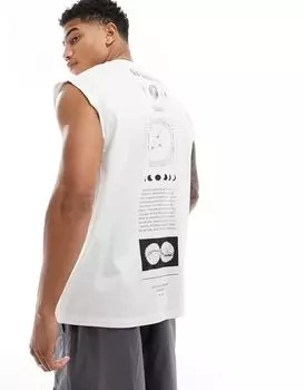 Белая майка оверсайз с принтом на спине ASOS DESIGN