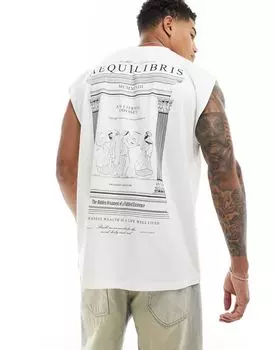 Белая майка оверсайз с ренессансным принтом на спине ASOS DESIGN