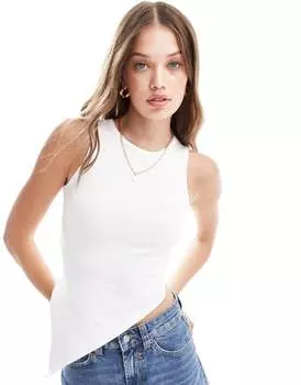 Белая майка с асимметричным подолом и заостренным подолом ASOS DESIGN